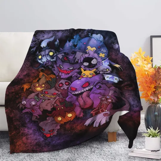 PKM Ghost Halloween Fleece Blanket - Cozy Throw for Spooky Nights