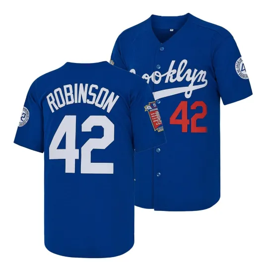 Discover Men's Jackie Robinson #42 Blue Legend Baseball Jersey