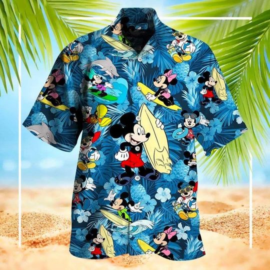 Discover Tropical Cute Mickey Minnie Mouse Walt Disney Hawaiian Shirt, Disney Character Summer Aloha Shirt, Gift for Friend