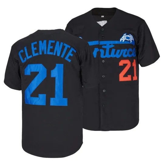 Discover Men's #21 Santurce Crabs Roberto Clemente Black Baseball Jersey