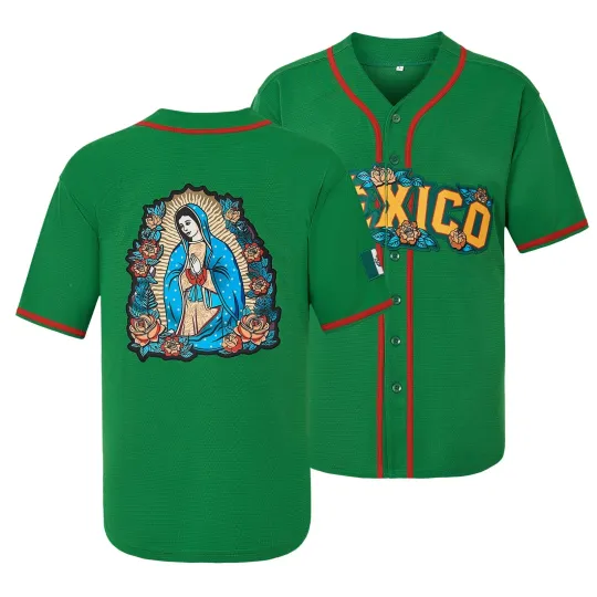 Discover Men's Mexico Guadalupe Baseball Jersey, Training Match Sports Shirt
