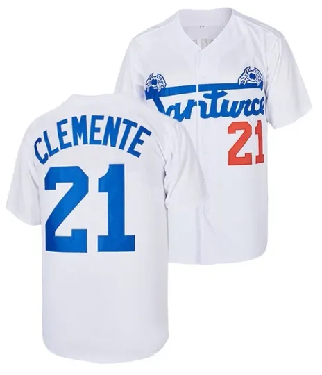 Discover Men's #21 Santurce Crabs Roberto Clemente White Baseball Jersey