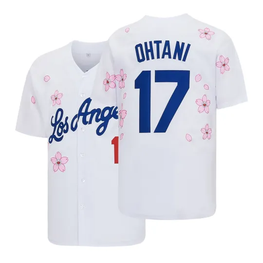 Discover Men's #17 White Los Angeles Ohtani Baseball Jersey Japan Cherry Blossom Version