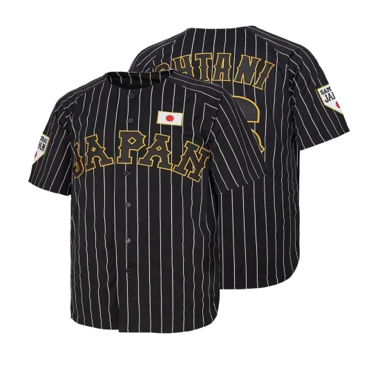 Shohei #16 Japanese Samurai Black Pinstriped Baseball Jersey