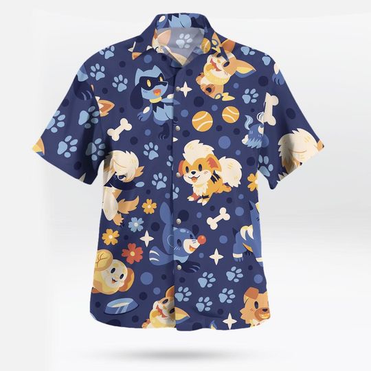 Discover Dog PKM Hawaii Shirt Party Summer Sleeve Shirt, Anime Dog PKM lover Button Shirts, Vintage Summer Shirt, Aloha shirt