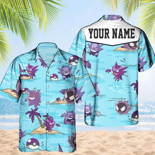 Discover Gengar PKM Hawaii Shirt Party Summer Sleeve Shirt, Anime Gengar  lover Button Shirts,Vintage Gengar  Summer Shirt, Aloha Shirt,