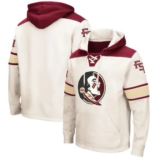 Men's Colosseum Cream Florida State Seminoles Big & Tall Hockey Lace-Up Pullover