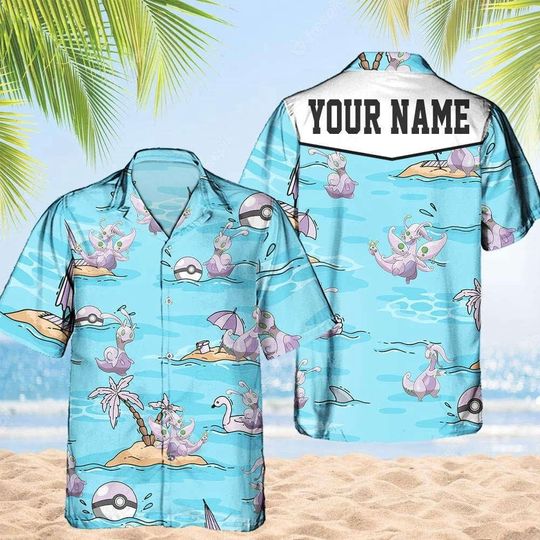 Discover Goomy PKM Hawaii Shirt Party Summer Sleeve Shirt, Anime Goomy lover Button Shirts,Vintage Goomy Summer Shirt, Aloha Shirt,