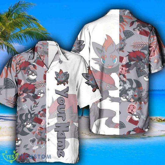 Discover Zorua PKM Hawaii Shirt Party Summer Sleeve Shirt, Anime Zorua lover Button Shirts,Vintage Zorua Summer Shirt, Aloha Shirt,