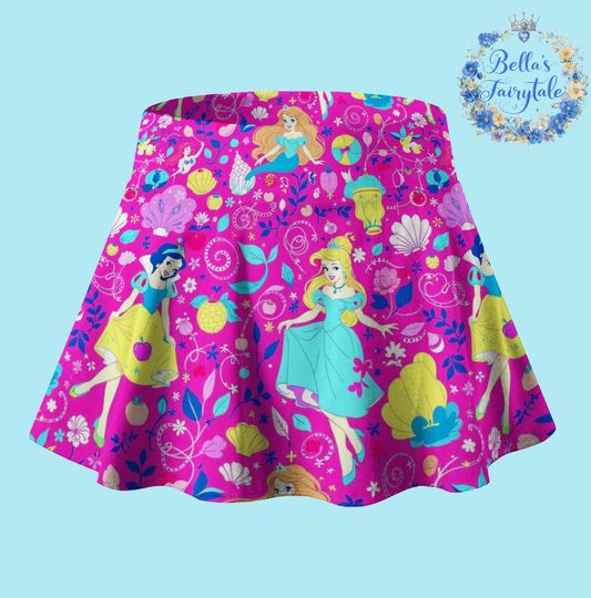 Snow White and Cinde Princess, Disney Skirt with Shorts, Pickleball Skirt, Tennis Skirt, Running Skirt, Skort,  Disney Outfit