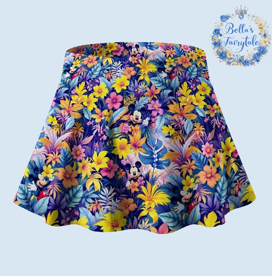 Tropical Floral Mickey, Disney Skirt with Shorts, Pickleball Skirt, Tennis Skirt, Skort,  Disney Outfit