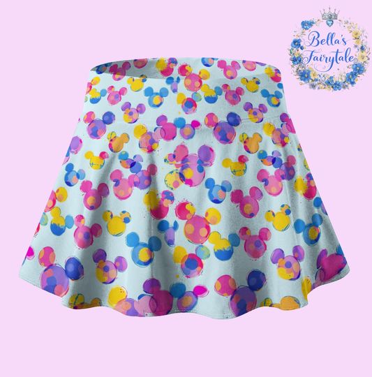 Oil Painting Rainbow Mickey, Disney Skirt with Shorts, Pickleball Skirt, Tennis Skirt, Skort, Disney Outfit, Disney Cruise Outfit