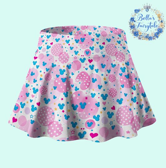 Dreamy Pink and Blue Mickey, Disney Skirt with Shorts, Pickleball Skirt, Tennis Skirt, Skort, Disney Outfit