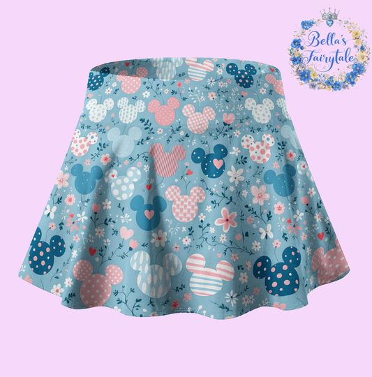 Mickey Head on Blue Sky, Disney Skirt with Shorts, Pickleball Skirt, Tennis Skirt, Skort, Disney Outfit