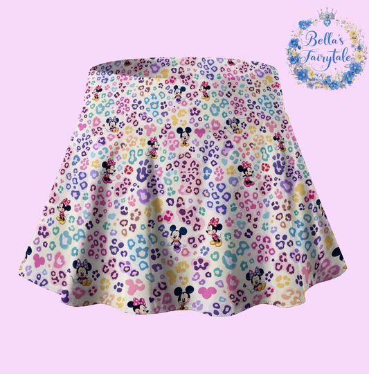 Leopard Print Mickey Minnie, Disney Skirt with Shorts, Pickleball Skirt, Tennis Skirt, Skort, Disney Outfit