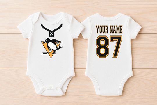 Discover Penguins Hockey Personalized Jersey Shirts - Toddler Custom Baby Bodysuits - Sports Shirts For Infants - Gifts For Family and Friends