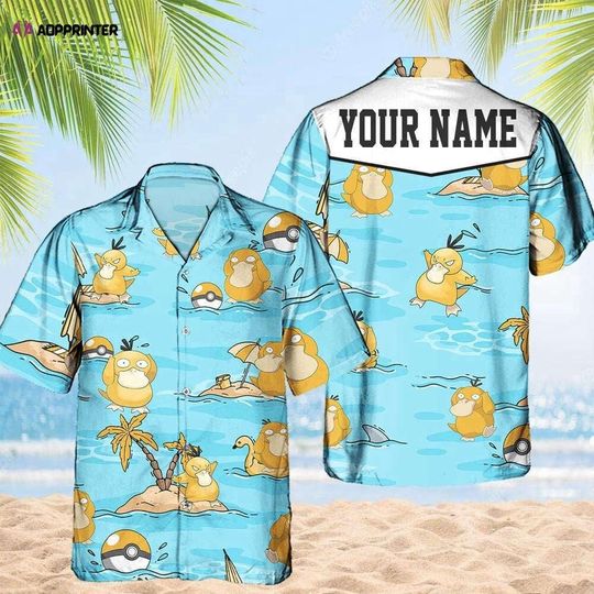 Discover Psyduck PKM Hawaii Shirt Party Summer Sleeve Shirt, Anime Psyduck lover Button Shirts,Vintage Psyduck Summer Shirt, Aloha Shirt,