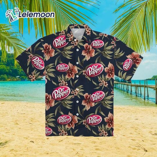 Discover Dr Pepper Tropical Flower Aloha Hawaiian Shirt, beer lover Shirt, Pepper Aloha Shirt Summer Shirt, 3D Aloha Shirt, Vintage Button Shirt