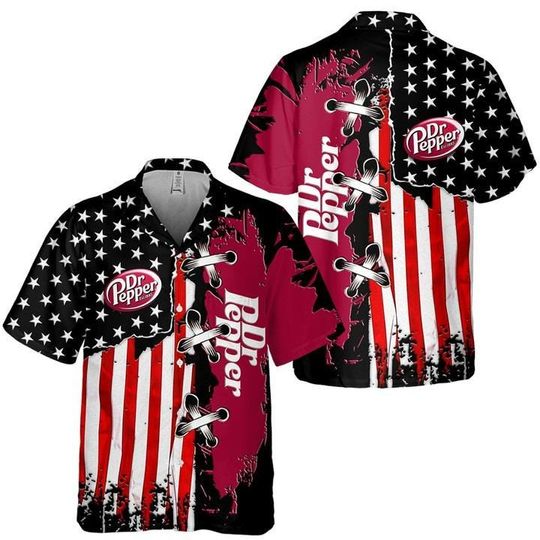 Discover Dr Pepper American Flag Pattern Shirt, Hawaiian beer lover Shirt, Pepper Aloha Shirt Summer Shirt, 3D Aloha Shirt, Vintage Button Shirt