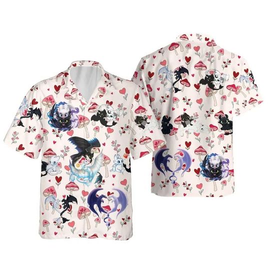 Toothless Dragon Hawaiian Shirt, Toothless Hawaiian Vacation Shirt, Cute Toothless Aloha Shirt Summer Shirt