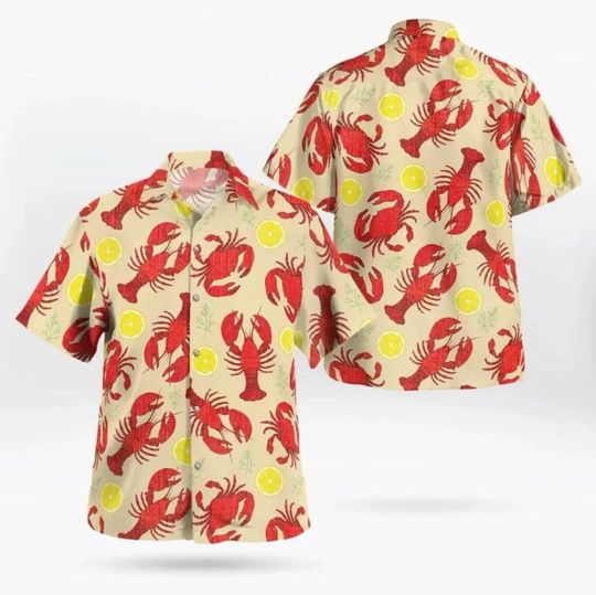 Discover Crabs And Lobsters Pattern Hawaiian Shirt, Crabs And Lobsters Tropical Shirt, Aloha Shirt Summer Shirt, 3D Aloha Shirt, Vintage Button Shirt