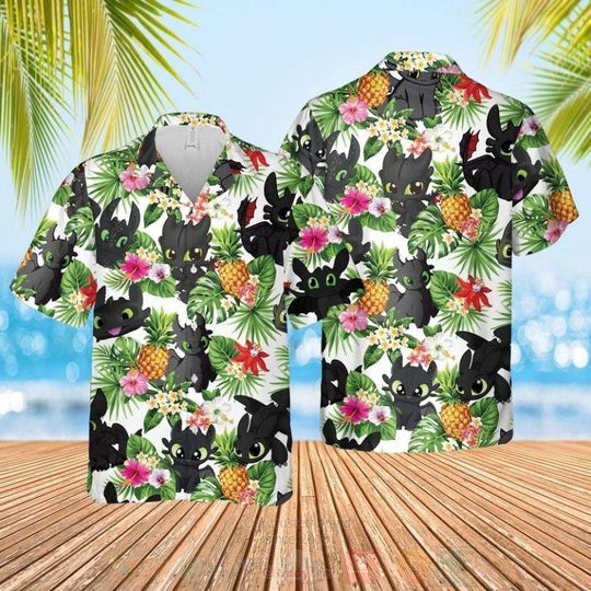 Toothless Baby Hawaiian Shirt, Toothless Lover Summer Shirt, Cute Toothless 3D Aloha Shirt, Gift for Friend, Toothless Vintage Button Shirt