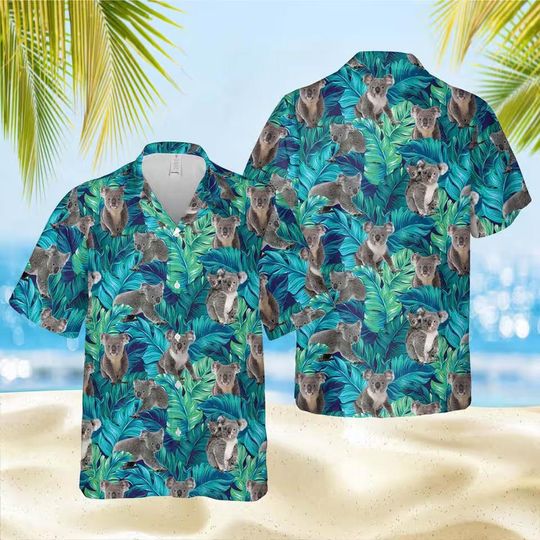 Discover Koala Tropical Flowers Hawaiian Shirt, Koala Summer Shirt, Koala 3D Aloha Shirt,Gift for Friend, Vintage Button Shirt
