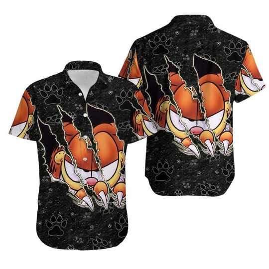 Garfield Character Movie Hawaiian Shirt, Garfield Character Summer Shirt, Garfield Gift for Friend, Garfield lover gift