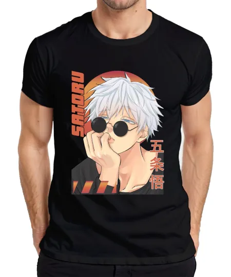 Gojo Satoru Jujutsu Satoru Anime T-Shirt Men’s White Hair Gift