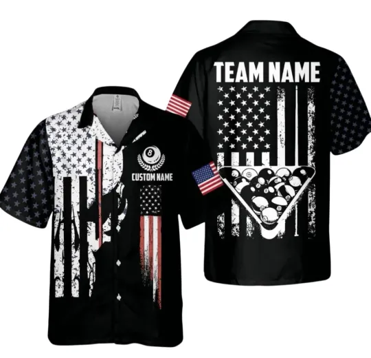 Discover Personalized Billiards Skull Hawaiian Shirt: Custom Player Team Shirt