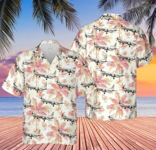 Discover US Navy P-3C Orion Hawaiian Shirt: Military Aircraft Shirt