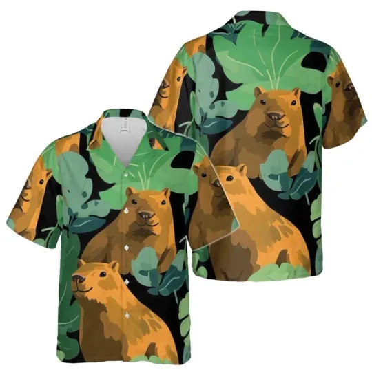 Discover Capybara Hawaiian Shirt: Funny Forest Print, Tropical Style