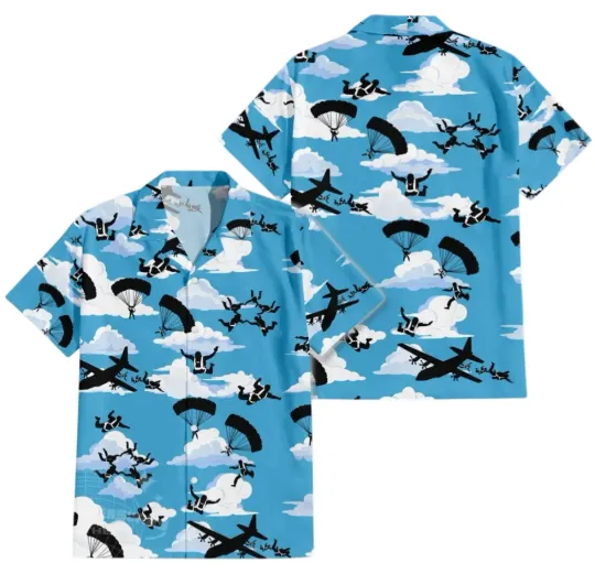 Discover Tropical Skydiving Hawaiian Shirt: Fun Skydiver Button Down Shirt