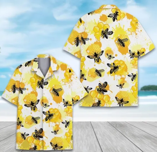 Discover Bees and Honeycomb Hawaiian Shirt: Summer Beach Apparel