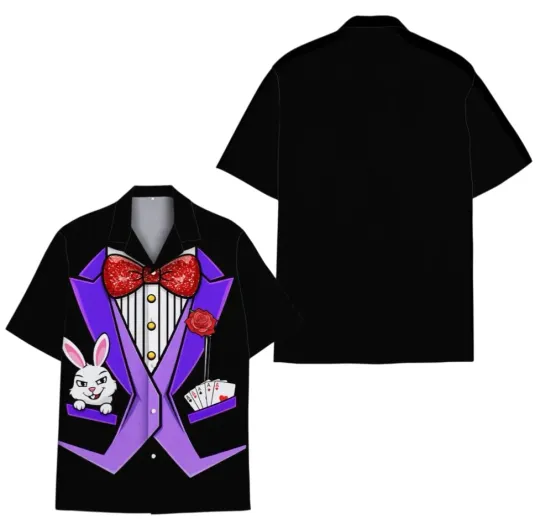 Discover Rabbit Magician Hawaiian Shirt, Purple Tuxedo