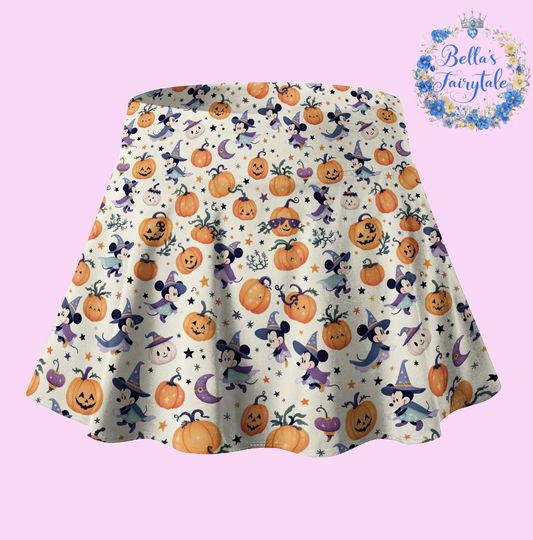 Halloween Mickey Witch & Pumpkin Skort, Halloween Disney Skirt with Shorts, Halloween Outfit, Tennis Skirt, Skort,  Disney Outfit