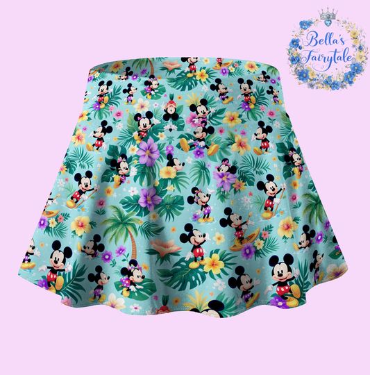 Playful Mickey and Flowers, Disney Skirt with Shorts, Pickleball Skirt, Tennis Skirt, Skort, Disney Outfit