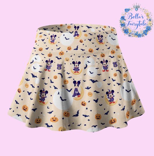 Mickey Witch in Spooky Halfmoon Night Halloween Skort, Halloween Disney Skirt with Shorts, Halloween Outfit, Tennis Skirt, Disney Outfit