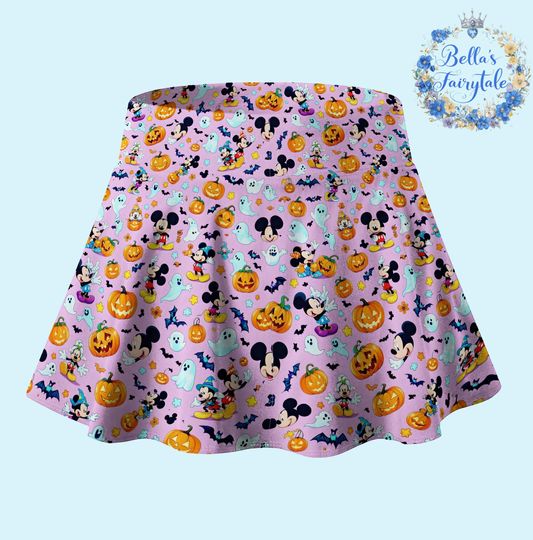 Halloween Pinky Mickey Minnie Pumpkin Ghost Skort, Halloween Disney Skirt with Shorts, Halloween Outfit, Tennis Skirt, Skort,  Disney Outfit