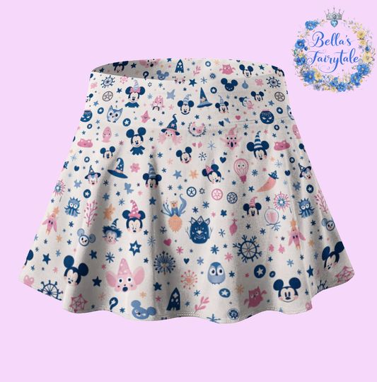 Mickey Minnie Witch and Cute Animals Skort, Halloween Disney Skirt with Shorts, Halloween Outfit, Tennis Skirt, Skort,  Disney Outfit