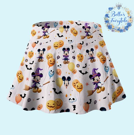 Mickey Witch & Spooky Balloons Halloween Skort, Halloween Disney Skirt with Shorts, Halloween Outfit, Tennis Skirt, Skort,  Disney Outfit