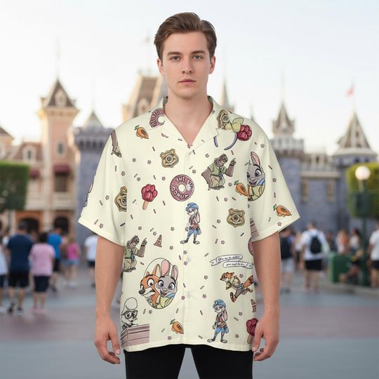 Discover Zootopia Movie Hawaiian Shirt, Judy Hopps Nick Wilde Short Sleeve Button Up, You Can Be Whatever You Want To Be Quote, Disney Park Outfit