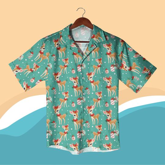Discover Cute Reindeer Christmas Hawaiian Shirt Shorts Holiday Aloha Outfit  Festive Deer Print Shirt Funny Xmas Party Gift, Christmas Shirt Gifts