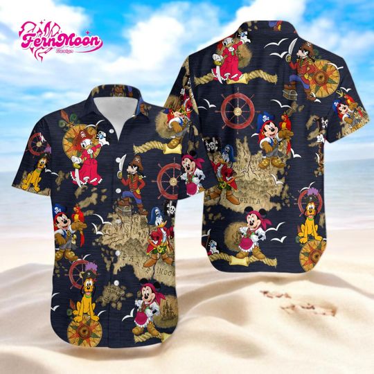 Discover Disney Pirate Hawaiian Shirt Mickey And Friends Button Up Summer Beach Shirt
