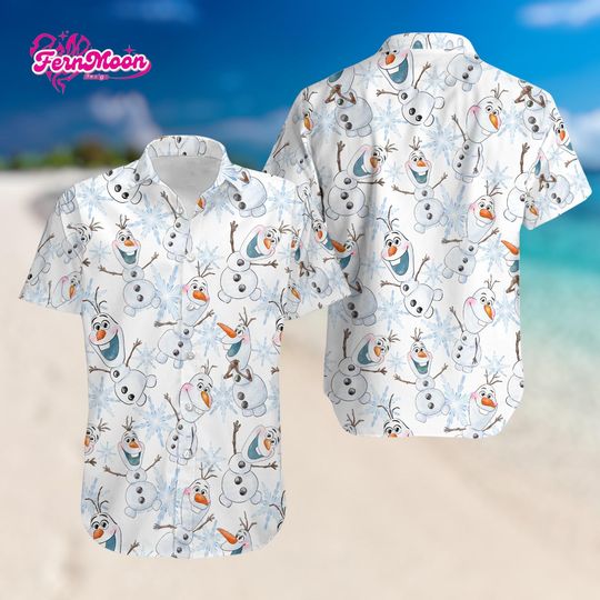Discover Disney Olaf Hawaiian Shirt, Olaf Button Up Shirt, Disney Summer Vacation Shirt, Olaf AOP Hawaiian
