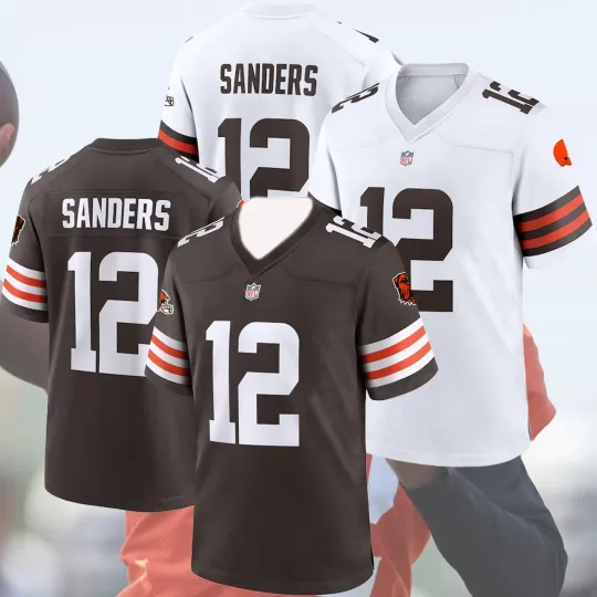 Discover Sanders #12 Cleveland Football Jersey Player Name & Number AOP Printed Fan Gift