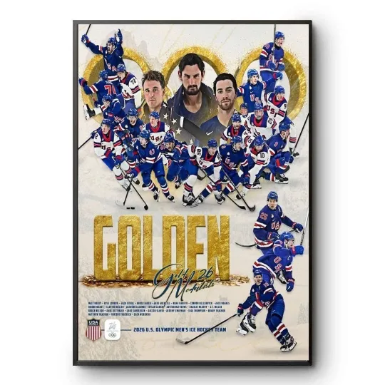 Discover USA Men’s Olympic Hockey Team 2026 Winter Olympic Gold Medal Poster