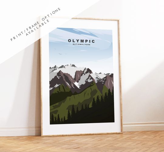 Discover Olympic Print - US National Park Travel Poster - Prints, Framed or Canvas - USA National Parks - Olympic Travel Poster - Gift