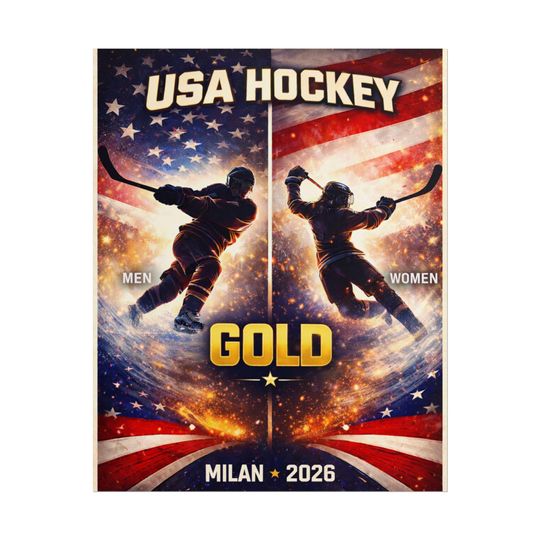 Discover Milan 2026 Olympic Hockey Gold Winners Rolled Poster | Women & Men Team Celebration 16x20