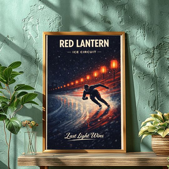 Discover Winter Sports Art | Retro Speed Skating Poster | Vintage Night Ice Racing  Digital Download